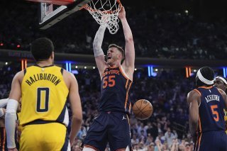 Toute la rage du pivot des Knicks Isaiah Hartenstein. KEYSTONE/AP/Frank Franklin II